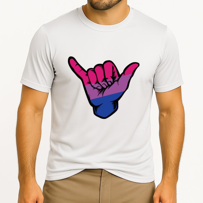 Bisexual Shaka Hand Bi Pride Flag Bisexual Pride Day Cooling Performance Crew T-Shirt