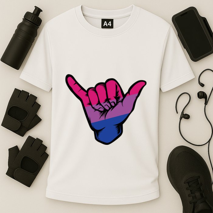 Bisexual Shaka Hand Bi Pride Flag Bisexual Pride Day Cooling Performance Crew T-Shirt