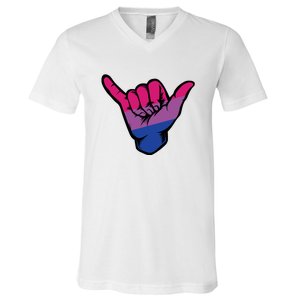 Bisexual Shaka Hand Bi Pride Flag Bisexual Pride Day V-Neck T-Shirt