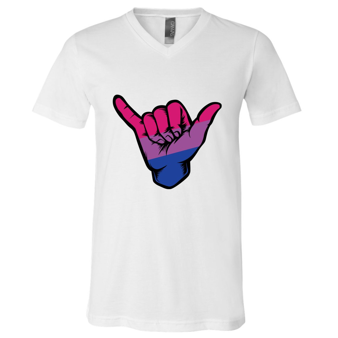 Bisexual Shaka Hand Bi Pride Flag Bisexual Pride Day V-Neck T-Shirt