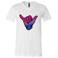 Bisexual Shaka Hand Bi Pride Flag Bisexual Pride Day V-Neck T-Shirt