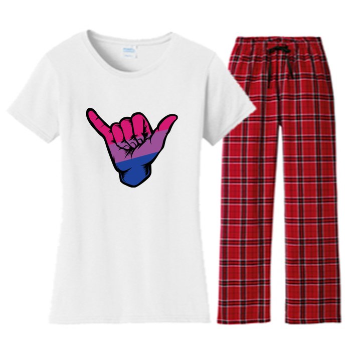 Bisexual Shaka Hand Bi Pride Flag Bisexual Pride Day Women's Flannel Pajama Set