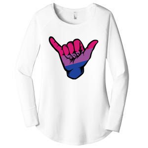 Bisexual Shaka Hand Bi Pride Flag Bisexual Pride Day Women's Perfect Tri Tunic Long Sleeve Shirt