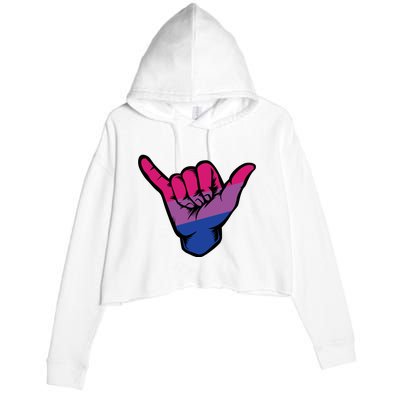 Bisexual Shaka Hand Bi Pride Flag Bisexual Pride Day Crop Fleece Hoodie