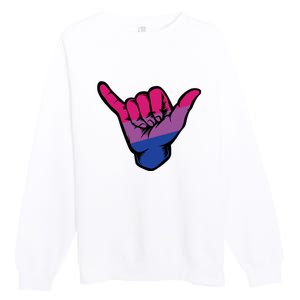 Bisexual Shaka Hand Bi Pride Flag Bisexual Pride Day Premium Crewneck Sweatshirt