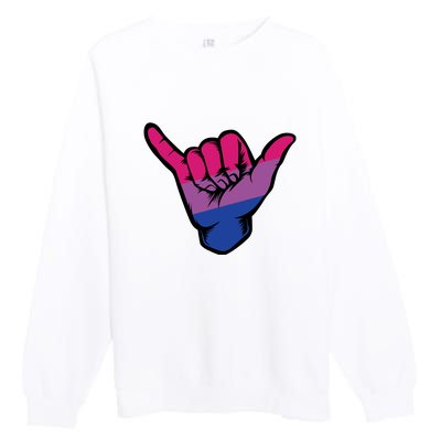 Bisexual Shaka Hand Bi Pride Flag Bisexual Pride Day Premium Crewneck Sweatshirt