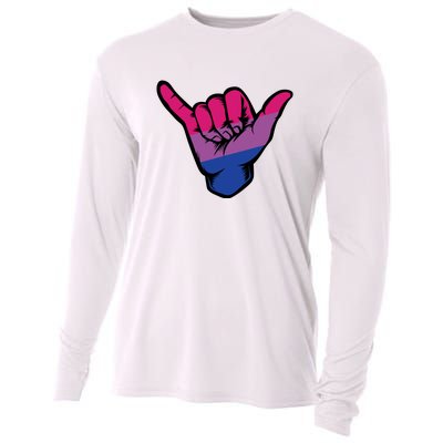 Bisexual Shaka Hand Bi Pride Flag Bisexual Pride Day Cooling Performance Long Sleeve Crew