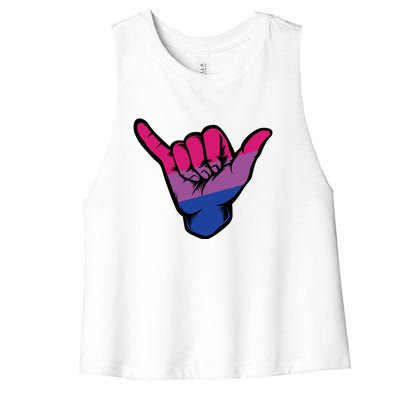 Bisexual Shaka Hand Bi Pride Flag Bisexual Pride Day Women's Racerback Cropped Tank