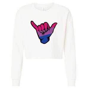 Bisexual Shaka Hand Bi Pride Flag Bisexual Pride Day Cropped Pullover Crew