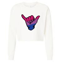 Bisexual Shaka Hand Bi Pride Flag Bisexual Pride Day Cropped Pullover Crew