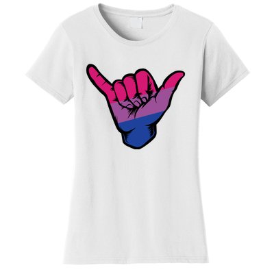 Bisexual Shaka Hand Bi Pride Flag Bisexual Pride Day Women's T-Shirt