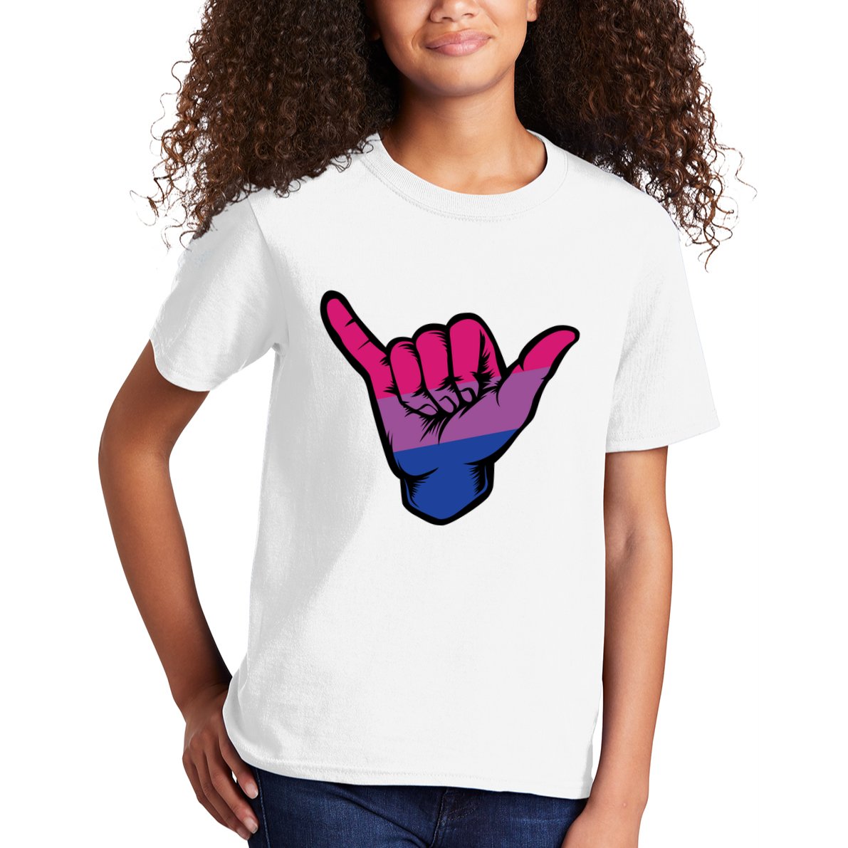 Bisexual Shaka Hand Bi Pride Flag Bisexual Pride Day Kids T-Shirt