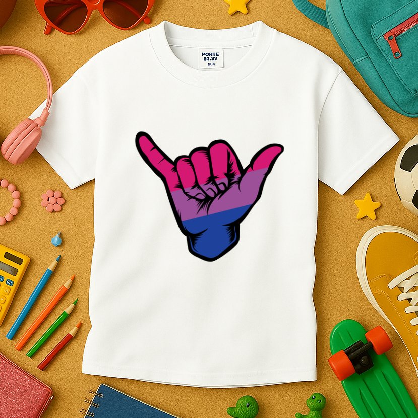 Bisexual Shaka Hand Bi Pride Flag Bisexual Pride Day Kids T-Shirt