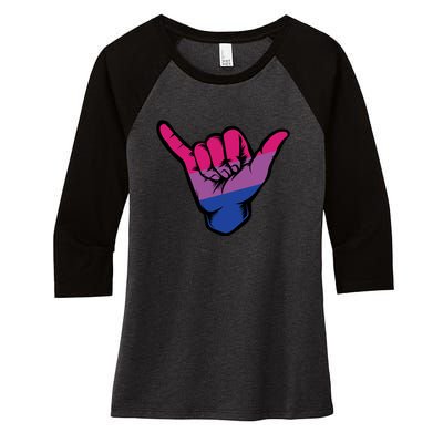 Bisexual Shaka Hand Bi Pride Flag Bisexual Pride Day Women's Tri-Blend 3/4-Sleeve Raglan Shirt