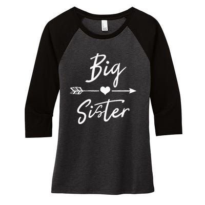 Big Sister Heart Arrow Love Women's Tri-Blend 3/4-Sleeve Raglan Shirt