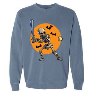 Baseball Skeleton Halloween Baseball Halloween 2593 Garment-Dyed Sweatshirt