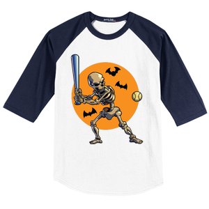 Baseball Skeleton Halloween Baseball Halloween 2593 Baseball Sleeve Shirt