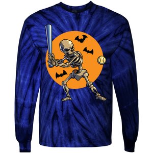 Baseball Skeleton Halloween Baseball Halloween 2593 Tie-Dye Long Sleeve Shirt