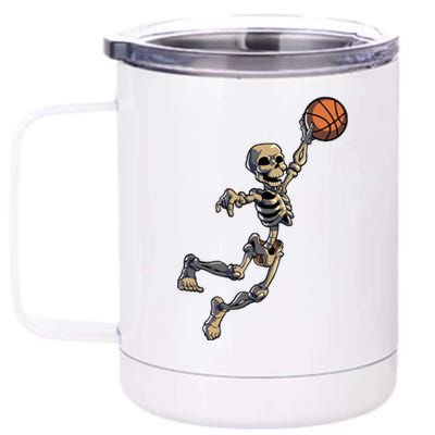 Basketball Skeleton Halloween Basketball 12 oz Stainless Steel Tumbler Cup