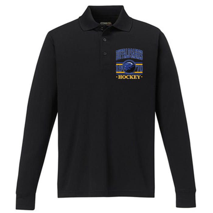 Buffalo Sabres Hockey Team Supporter Performance Long Sleeve Polo