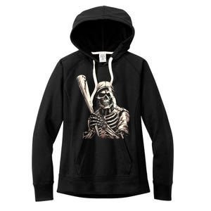 Baseball Skeleton Halloween Baseball Player Spooky Women's Fleece Hoodie