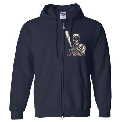 Baseball Skeleton Halloween Baseball Player Spooky Full Zip Hoodie