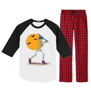 Baseball Skeleton Halloween Baseball Halloween Raglan Sleeve Pajama Set