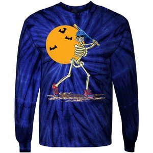 Baseball Skeleton Halloween Baseball Halloween Tie-Dye Long Sleeve Shirt