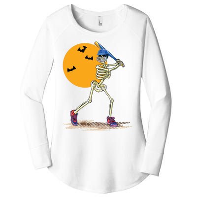 Baseball Skeleton Halloween Baseball Halloween Women's Perfect Tri Tunic Long Sleeve Shirt