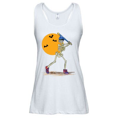 Baseball Skeleton Halloween Baseball Halloween Ladies Essential Flowy Tank