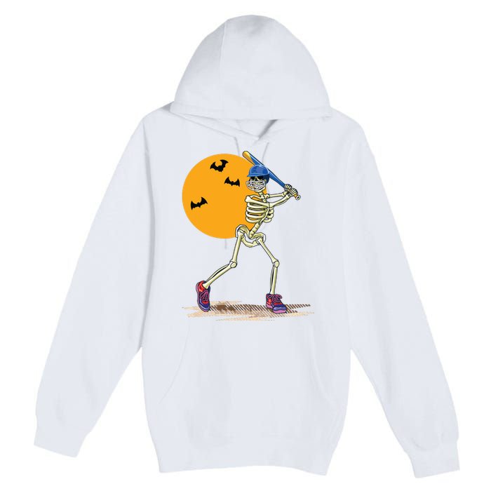 Baseball Skeleton Halloween Baseball Halloween Premium Pullover Hoodie