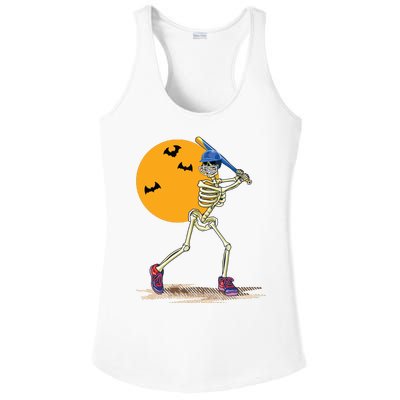 Baseball Skeleton Halloween Baseball Halloween Ladies PosiCharge Competitor Racerback Tank