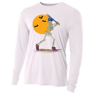 Baseball Skeleton Halloween Baseball Halloween Cooling Performance Long Sleeve Crew