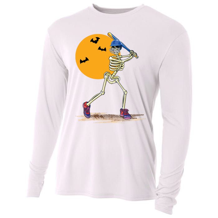 Baseball Skeleton Halloween Baseball Halloween Cooling Performance Long Sleeve Crew