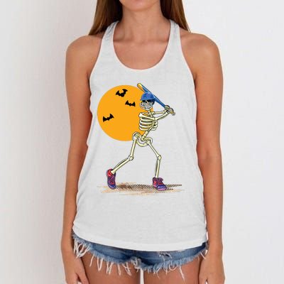 Baseball Skeleton Halloween Baseball Halloween Women's Knotted Racerback Tank