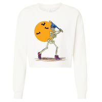 Baseball Skeleton Halloween Baseball Halloween Cropped Pullover Crew