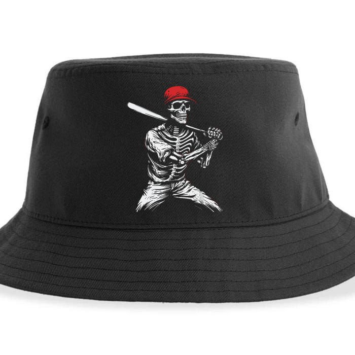 Baseball Skeleton Halloween Baseball Player Sustainable Bucket Hat