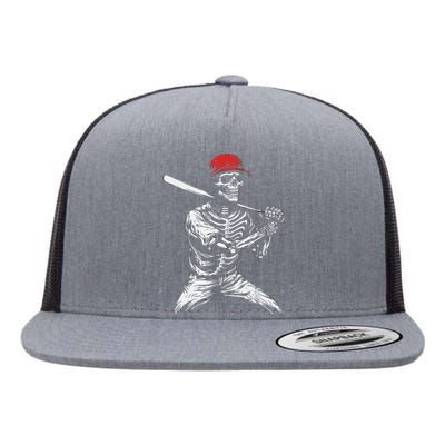 Baseball Skeleton Halloween Baseball Player Flat Bill Trucker Hat