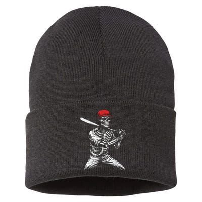 Baseball Skeleton Halloween Baseball Player Sustainable Knit Beanie