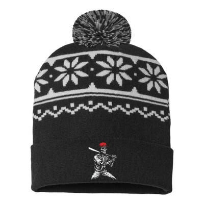 Baseball Skeleton Halloween Baseball Player USA-Made Snowflake Beanie