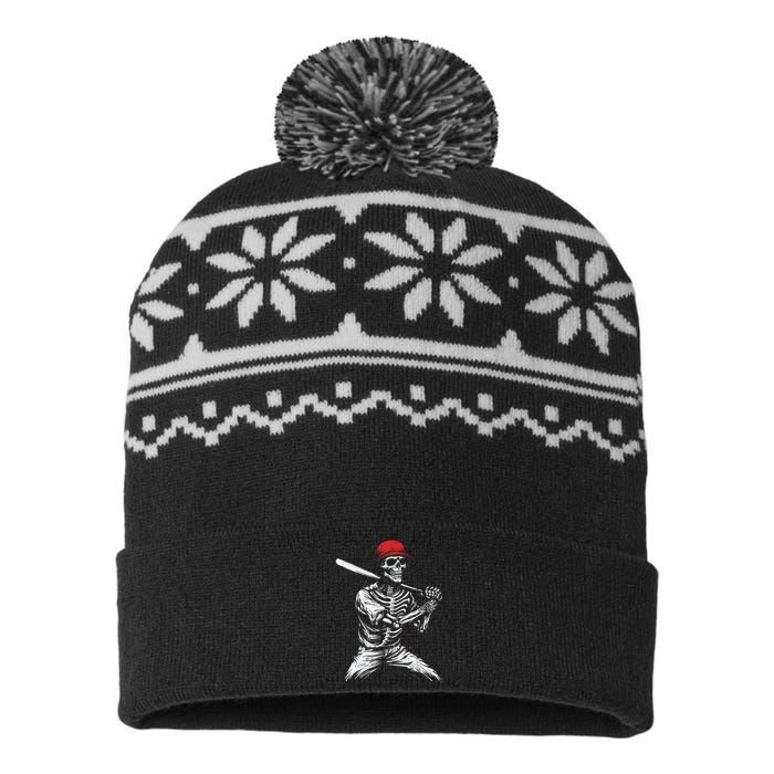 Baseball Skeleton Halloween Baseball Player USA-Made Snowflake Beanie