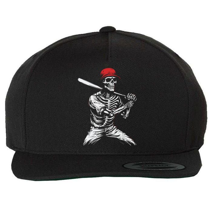 Baseball Skeleton Halloween Baseball Player Wool Snapback Cap