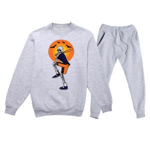 Baseball Skeleton Halloween Boy Baseball Halloween Premium Crewneck Sweatsuit Set