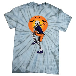 Baseball Skeleton Halloween Boy Baseball Halloween Tie-Dye T-Shirt