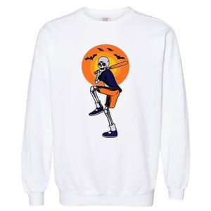 Baseball Skeleton Halloween Boy Baseball Halloween Garment-Dyed Sweatshirt