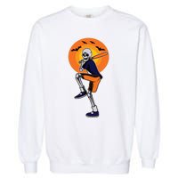 Baseball Skeleton Halloween Boy Baseball Halloween Garment-Dyed Sweatshirt