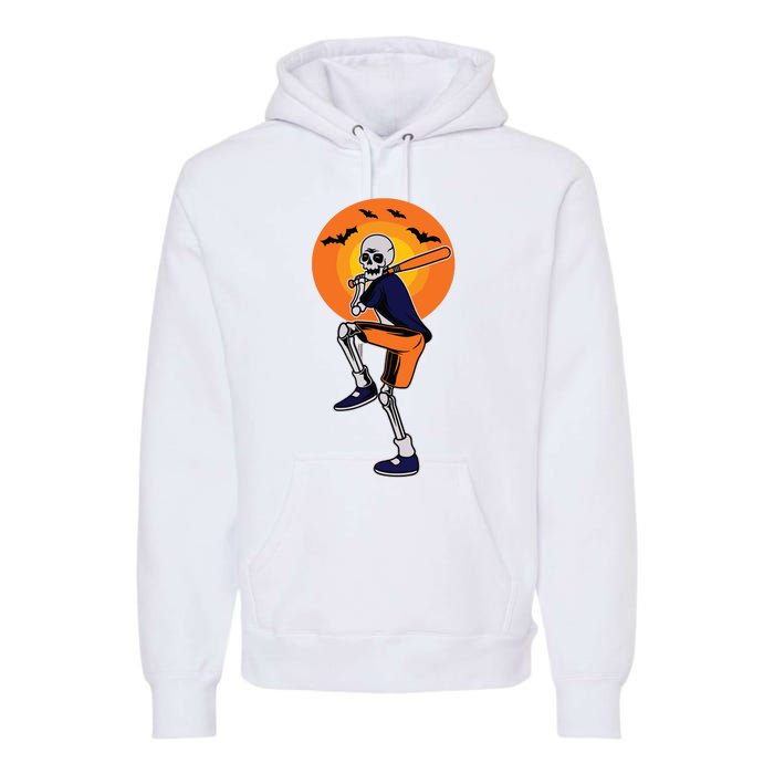 Baseball Skeleton Halloween Boy Baseball Halloween Premium Hoodie