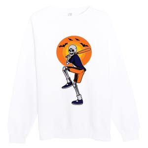 Baseball Skeleton Halloween Boy Baseball Halloween Premium Crewneck Sweatshirt