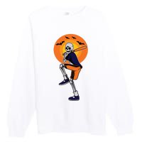 Baseball Skeleton Halloween Boy Baseball Halloween Premium Crewneck Sweatshirt