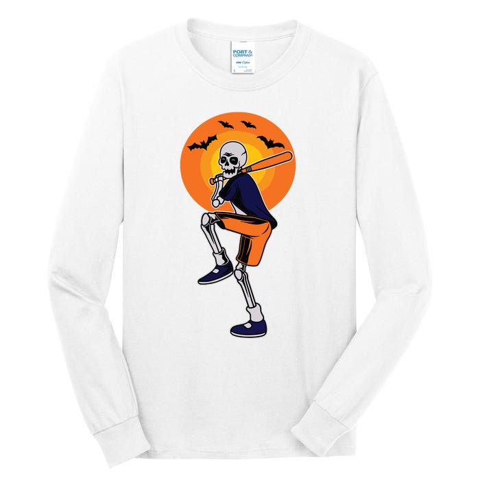 Baseball Skeleton Halloween Boy Baseball Halloween Tall Long Sleeve T-Shirt